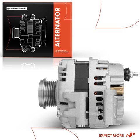Beefed Up 160 Amp 12V Alternator Replacement For Jeep Cherokee 2014 To 2019 Compass Renegade Fiat 500X Chrysler 200 Ram ProMaster City And More Two Four Liter Four Cylinder With 6 Groove Pulley Easy Install Replaces 56029624AA AB side view