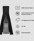 Outdoor Pyramid Patio Heater Cover With 300D Oxford Fabric Zipper And Storage Bag Waterproof Dustproof Windproof Snow Resistant 91 Inch Tall With Top 18.5 Inch And Base 20.87 Inch Fits Pyramid Propane Heaters And More showing fabric features