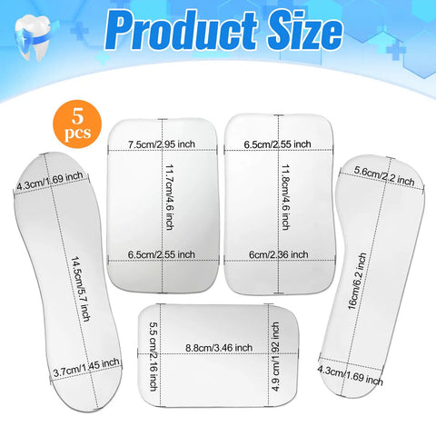 Five Piece Occlusal Photography Mouth Mirror Set With Rhodium Coated Intraoral Mirrors For Dentistry Pro Grade High Reflectivity Glass Reflector Kit, 5-piece size chart