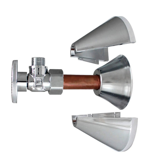 K857-20 Clip On Deep Flange Cover For One Half Inch Pipe In Chrome Finish, Easy Install, No Flange Removal, Two Part Design