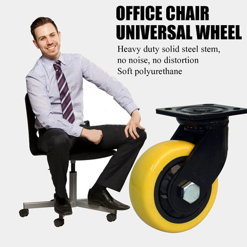 Premium Office Chair Wheels Replacement With Smooth As Butter Silent Casters For Hardwood Floors Carpet And Tile showing a heavy-duty universal wheel with soft polyurethane.