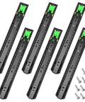 Three Pack 14 Inch Push To Open Drawer Slides With Full Extension Ball Bearing Side Mount Rails, black finish with screws