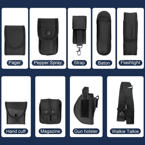 Police Security Modular Duty Belt Loadout With Colt 1911 Holster, Flashlight, Baton, Radio, and Handcuff Pouches displayed
