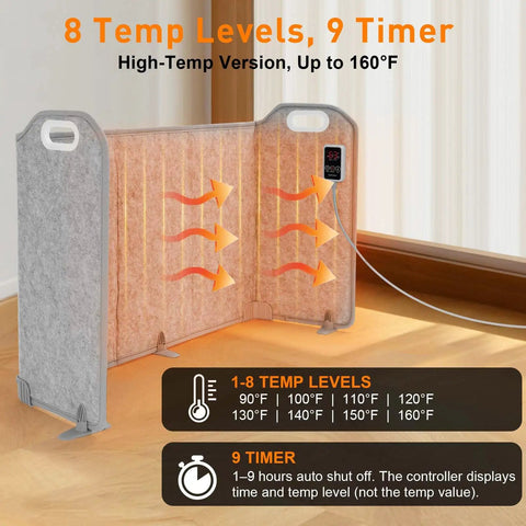 Foldable Under Desk Heater With Blanket Cozy Five Fold Plus Size Eight Temperature Levels Leg And Foot Warmer Digital Display