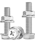 M6 Cross Flange Bolt And Nut Kit With Toothed Lock Washers, 20 Sets, Built To Last SS304 Stainless Steel Fasteners For Indoor And Outdoor Use