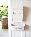 Wall-mounted Dual Lint Bin Set for Laundry Room, farmhouse decor with two pods for lint and small essentials on washing machine.