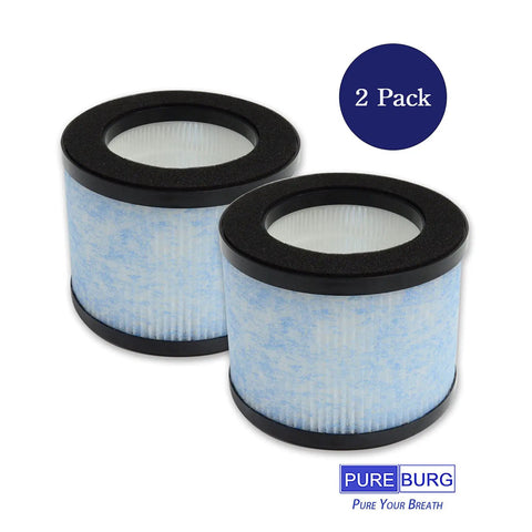Two Pack Replacement Filter Set for Miko Ibuki and Ibuki Plus C102 Air Purifier and Medify MA18, H13 HEPA Filter shown in blue and black
