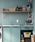 Meadows Light Switch Cover Plate In Greek Revival Style With Decorative Border And Curved Edges in a modern laundry room.