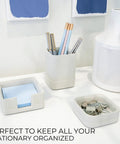 Desk Organizer Set Of 3 For Your Office Made From Sturdy Concrete To Upgrade Any Desk Setup With An Industrial Vibe Includes Pen Holder Paperclip Storage And Sticky Note Holder For Women Or Men displayed on desk