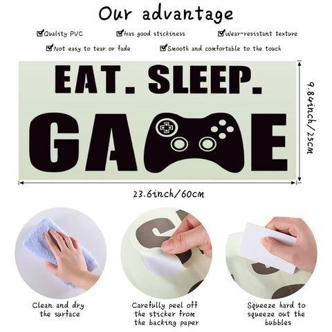 Gamer Vibe Wall Decal For Boys Room And Kids Bedroom Decor Glow In The Dark Controller Theme Self Adhesive Vinyl Sticker