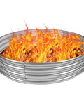 Beefy 48 Inch Fire Pit Ring Built From 0.8mm Galvanized Steel, Rust Resistant, Tool Free Assembly, flames in round metal ring