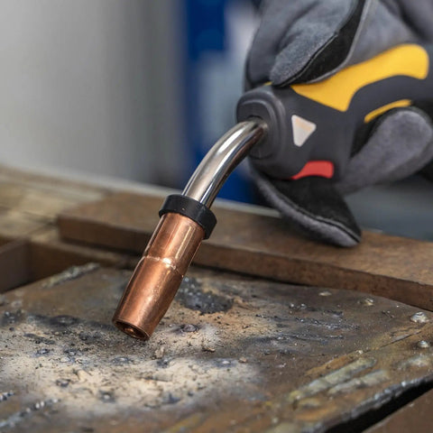 Top Tier 250A MIG Welding Gun Torch With Long 15 Ft Cable And Easy Install For Miller Machines Like The M-25, close-up with copper tip