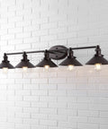 Oil Rubbed Bronze 5 Light Industrial Farmhouse Vanity Light Wall Sconce With Metal Shade for bathroom mirror, kitchen, entryway