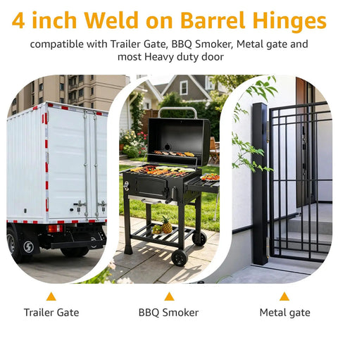 4 Inch Weld On Bullet Hinges Heavy Duty 8 Pack Built Tough For BBQ Smoker Gate Door Trailer Metal Gate And More Carbon Steel Construction