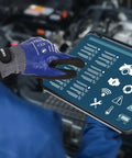 Nitrile Fully Coated Work Gloves With ANSI A4 Cut Resistance, Waterproof And Abrasion Resistant, touchscreen use, blue, medium