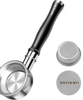 Kickstart Your Brew Routine With Top Shelf 58mm Bottomless Portafilter Featuring Beefy Aluminum Handle And Cranked 18g Double Shot Basket For Breville Espresso BES900XL BES920XL BES980XL BES990BSS For Smooth Shot Vibes Daily - Close-up view of stainless steel portafilter and basket.