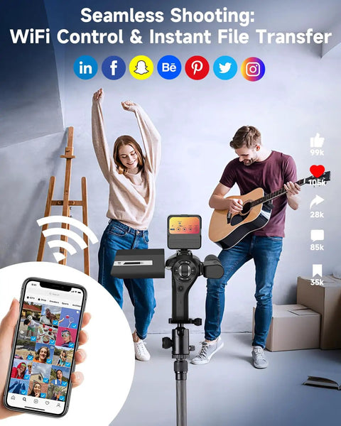 Couple using 8K Ultra HD Video Camcorder For YouTube And Live Streaming With 75MP Photos Dual View Recording 16x Zoom WiFi