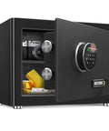 Deluxe Touch Screen Digital Safe With Biometric Fingerprint Lock Fireproof Boss Level Security Box open showing valuables inside