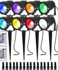 RGB Landscape Lighting Kit 8 Pack 5W Low Voltage 12V Outdoor LED Spotlight With Remote Control IP66 Waterproof Garden Pathway Lights