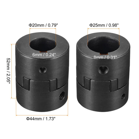 Flexible Coupling Shaft 20mm To 25mm Bore, 52mm Length, 44mm Outer Diameter, 6mm Or 8mm Slot, Motor Coupler Joint For Servo Stepper Encoder