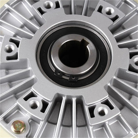 Close-up of the Beefy 50 Nm Magnetic Powder Brake With Hollow Shaft 24V DC 1000 RPM 5 Kg Unwinding for tension control and load simulation.