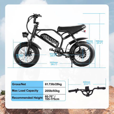 Side view of Compact 16 Inch Fat Tire Electric Bike For Teens And Adults With 500W Motor 36V 12.8Ah Removable Battery