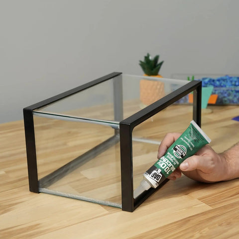 All Purpose 100 Percent Silicone Adhesive Sealant Clear 2.8 Oz waterproof bonding and sealing a glass aquarium on table