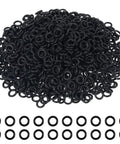 1000 Pcs Dart O Ring Assortment Kit With Beefy Rubber Seals For Faucets Hoses Automotive Air And Gas Lines Plumbing Repair 0.157 Inch Outer Diameter 0.08 Inch Inner Diameter 0.04 Inch Thick showing a pile of black rubber o-rings next to a row of individual o-rings