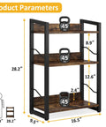 Three Tier Narrow Bookshelf With Edge Protection And Side Cross Tube Design For Picture Frames Statues Easy Peasy Setup Super Solid Storage Rack dimensions 16.5 x 9.5 x 28.2 inches.