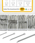 Cotter Pin Assortment Kit, 365 Pcs, 304 stainless steel, four sizes in clear plastic case
