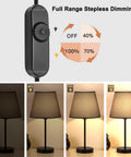 2 Pack Inline Lamp Dimmer Switch With Smooth Rotary Dial Gives You Total Glow Control For Table Floor Lights And Pendants fits dimmable bulbs, showcasing dimming levels.