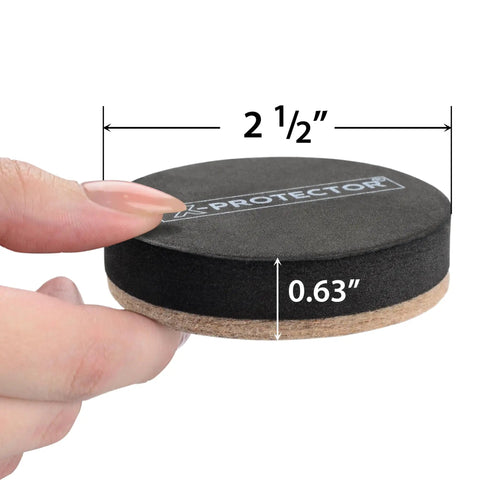 Heavy Duty Felt Furniture Sliders For Hardwood Floors Top Tier Moving Pads, 2 1/2 inch felt pad shown in hand.