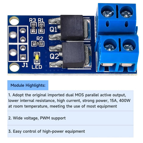 Dual MOSFET Beefed-Up High Power Motor Controller Drive Module with connectors and components visible on board