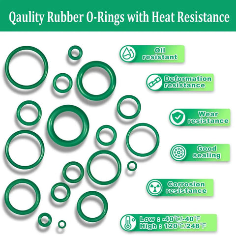 Pro Grade 805 Piece Rubber O Ring Kit For Cars And Home Repairs With 30 Sizes Of O Rings details such as heat and oil resistance