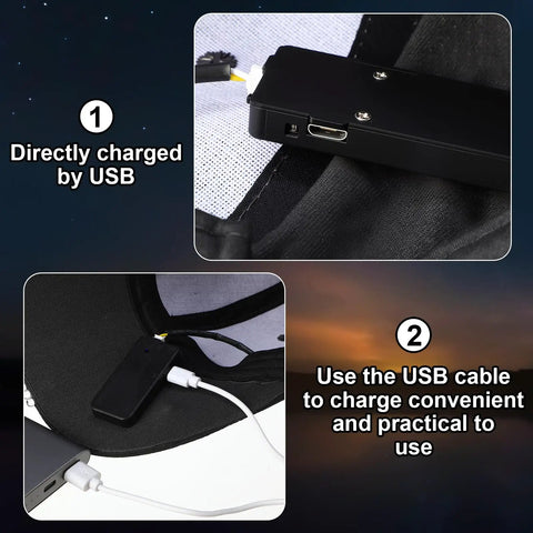 USB charging port for 2 Pack LED Baseball Caps With Built In Headlamps Hands Free Light For Men Fishing Jogging Camping Work USB Rechargeable