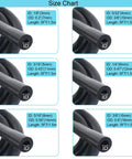 High Temp Silicone Vacuum Hose Kit For Your Car And Engine, 6 Pieces With 5 Foot Lengths, size chart for inner diameters