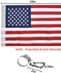 Boat Flag 12x18 Inch For Marine Use With 4 Flag Pole Kits USA Flag With 50 Embroidered Stars Heavy Duty Clips