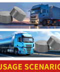Two Piece Premium Rubber Wheel Bearing Protectors For Cars Trucks And Trailers Slick Hub Dust Guards shown with trucks.