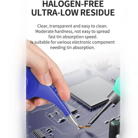 Hands using Pro Grade Desoldering Wick Braid for Easy Electronics Cleanup 2 Meter Desoldering Wire