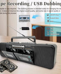 Retro Boombox With Dual Cassette Decks And 7200mAh Battery, Bluetooth Audio, Tape To MP3 Converter and radio dials visible.