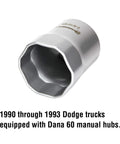 2-9/16 Inch Rounded Wheel Bearing Lock Nut Socket with 6 Point Hex, Beefy Pro Grade Heavy Duty Steel Tool for 1990-1993 Dodge Trucks