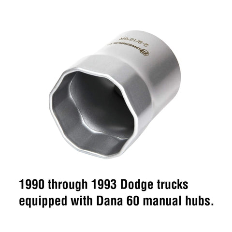 2-9/16 Inch Rounded Wheel Bearing Lock Nut Socket with 6 Point Hex, Beefy Pro Grade Heavy Duty Steel Tool for 1990-1993 Dodge Trucks