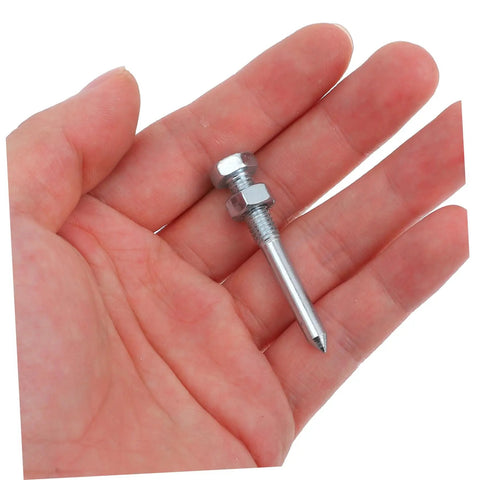 Close-up of a metal spike for heavy duty lawn aerator shoes with metal spikes for easy soil loosening and lawn aeration.