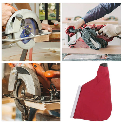 Heavy Duty 4 Inch Woodworking Belt Sander Dust Collection Bag With Reusable Debris Catcher And No Hassle Quick Snap Mount in dark red