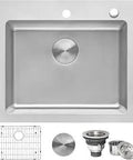 Drop In Top Mount Bar Prep Kitchen Sink 23 By 20 Inch 16 Gauge Stainless Steel Single Bowl Commercial Grade RVM5923 with accessories