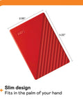5TB Portable External Hard Drive In Red With Built In Backup Software Ransomware Defense And Password Protection USB 3.1 3.0