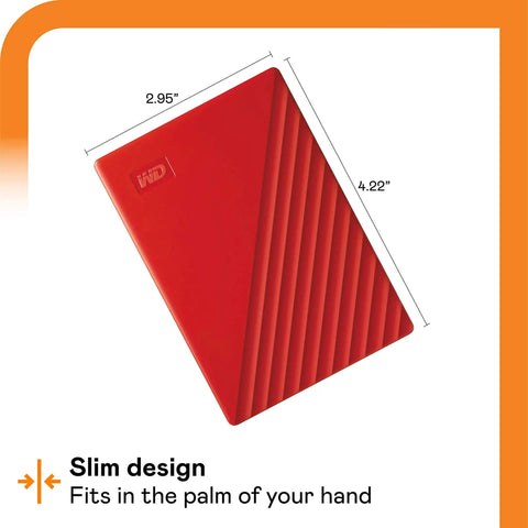 5TB Portable External Hard Drive In Red With Built In Backup Software Ransomware Defense And Password Protection USB 3.1 3.0