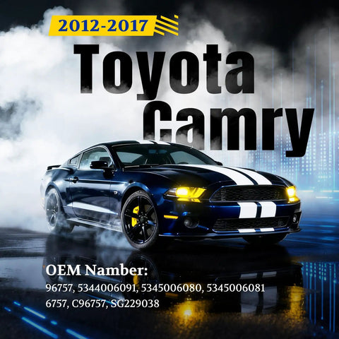 Budget Friendly Hood Struts For Toyota Camry 2012 2017 car with OEM numbers in smoky background