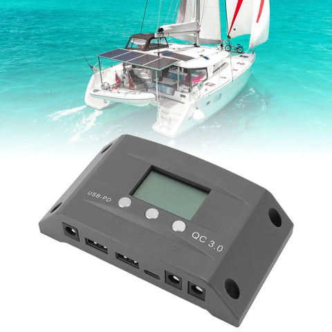 Beefed Up 50A MPPT Solar Charge Controller With LCD Display And Dual USB Ports For 12V 24V Auto Adaptive Charging Ideal For Solar Panels Camping And Outdoor Adventures on a sailboat