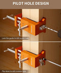 Rock Solid Face Frame Cabinet Clamps Featuring Integrated Drill Guide For Dead Center Pilot Holes And No Sweat Screw Driving Dependable Two Pack Woodworking Kit demonstrating pilot hole design and clamp usage.